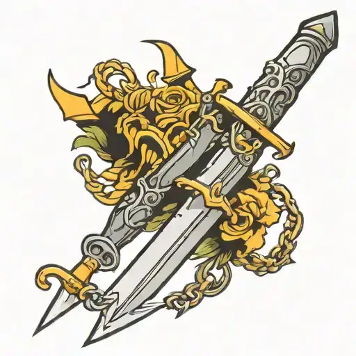 A Dagger With A Chain That Cuts Through
