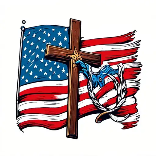 Cross With American Flag