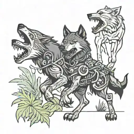Wolf Fighting In A Jungle