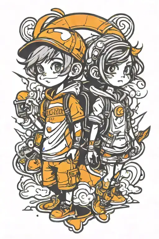 Cartoon Boy And Girl Orange Creamcicles