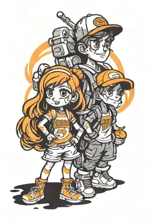 Cartoon Boy And Girl Orange Creamsicle