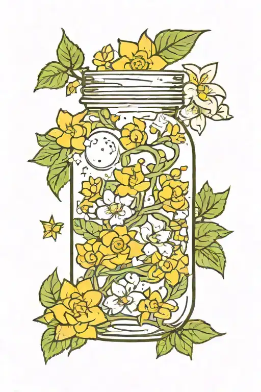 A Mason Jar With Primrose Flowers And The Four Star Dragon Ball
