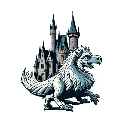 Harry Potter Themed Hogwarts Castle And Hippogriff