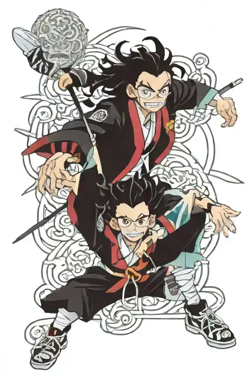 Kimetsu No Yaiba Anime Characters Surrounded