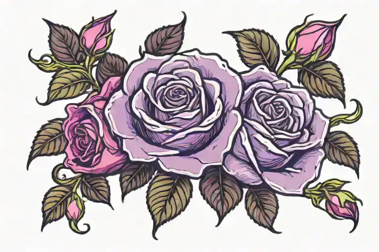 Purple And Pink Rose Intertwined