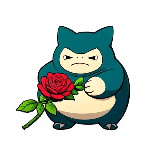 Snorlax Holding A Rose