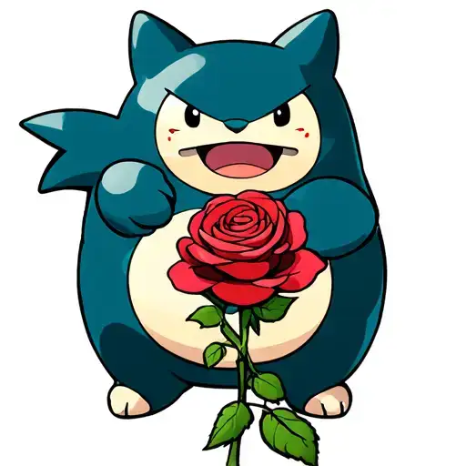 Snorlax Holding A Rose