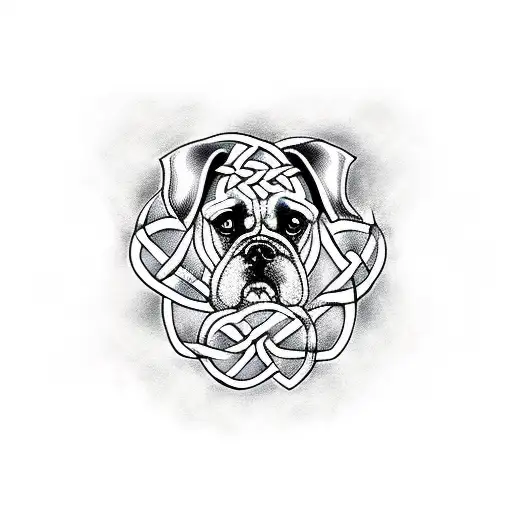Celtic Knotwork Intertwined With Boxer Dog Silhouettes