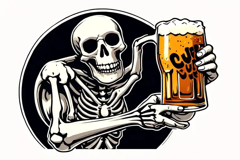 Skelleton Holding A Beer