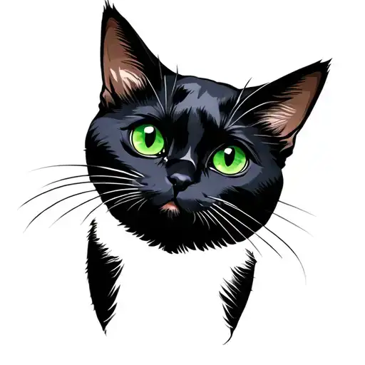 Black Cat With Green Eyes