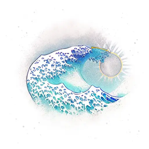 Wave With Sun Behind It