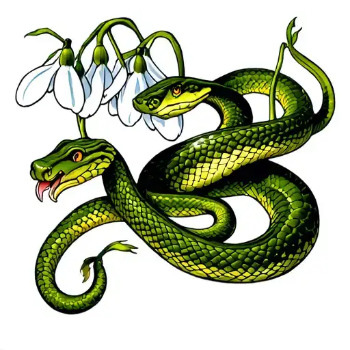 Snowdrops And A Snake Intertwined