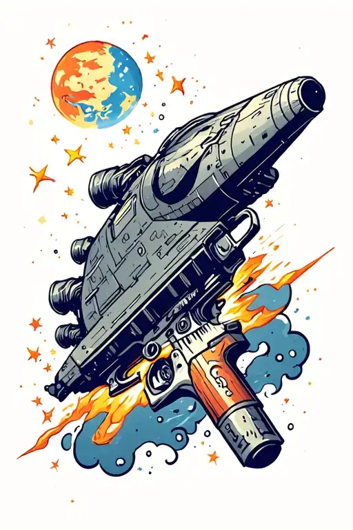 Space Ship Getting Shot Out Of A Gun