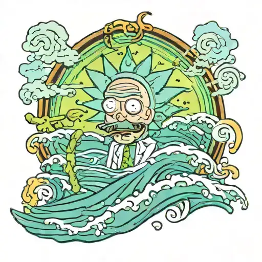 Rick & Morty Mr Meeseek Weed Ocean Waves