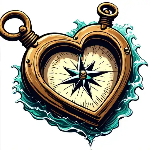 Heart Shaped Compass In Rough Seas