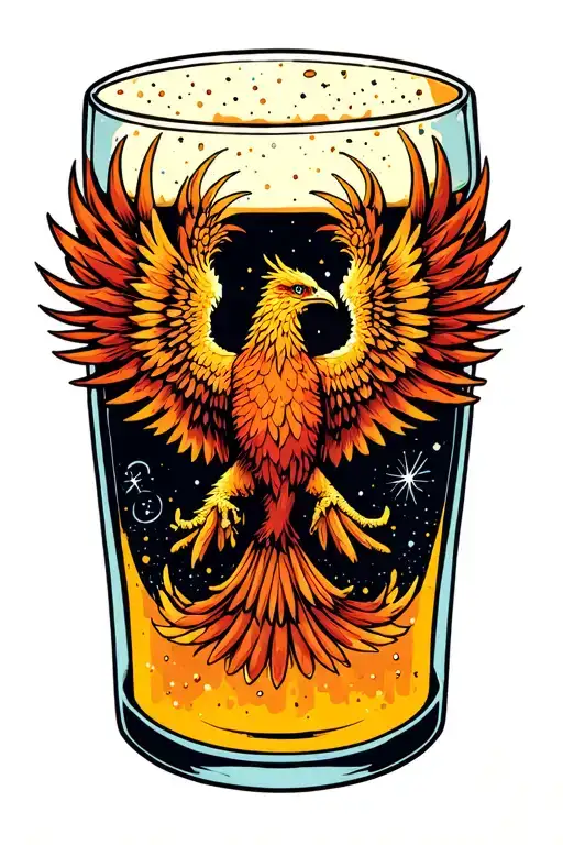 A Cosmic Phoenix Emerging From A Beer Glass Constellation