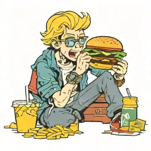 Grunge Boy Eat Burger