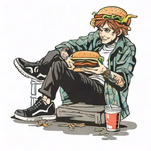 Grunge Boy Eat Burger
