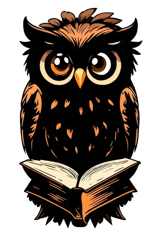 Owl And Book Open In Front