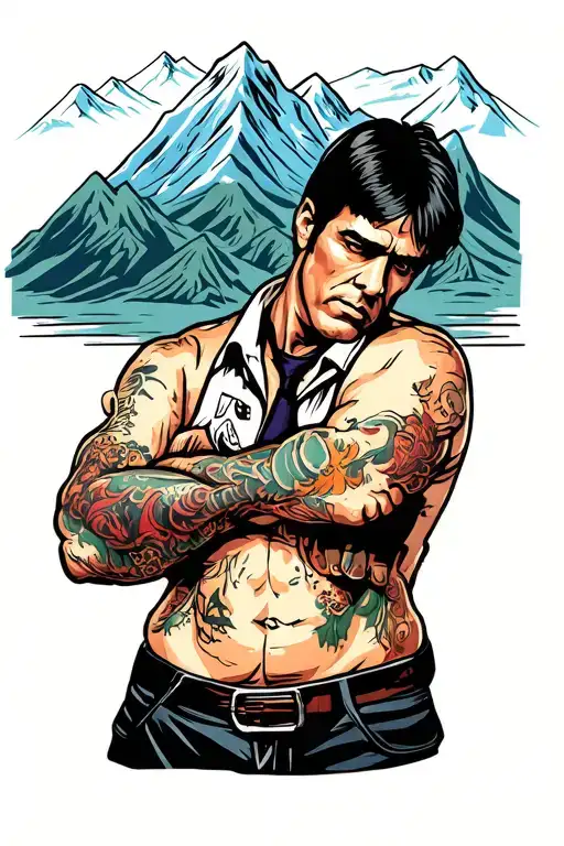 Scarface With Mountains Behind Him