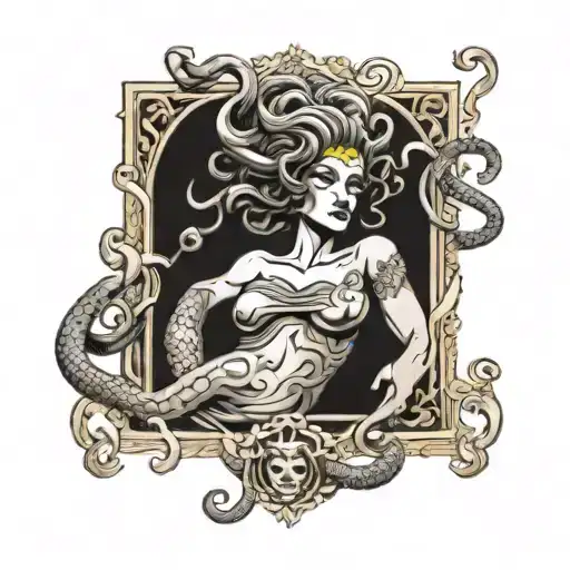 Medusa Tarot Card Black Grey