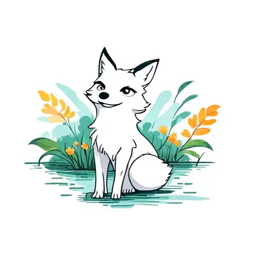 Natural Summer Scenery With Fox