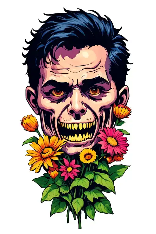 Scary Father Figure Protecting Flowers Growing