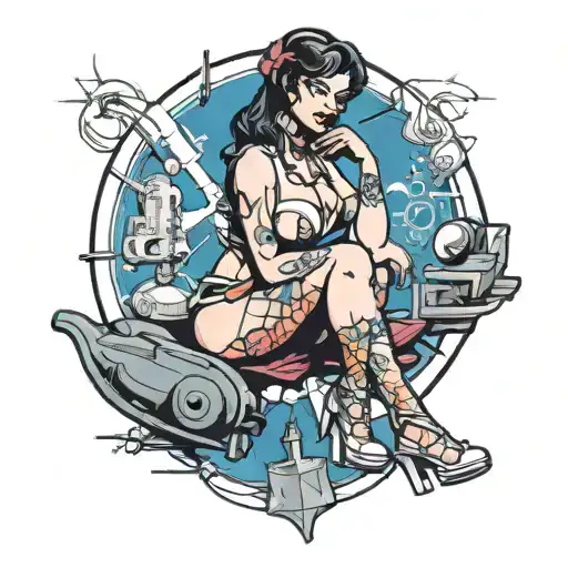 Futa Pinup Girl Sitting