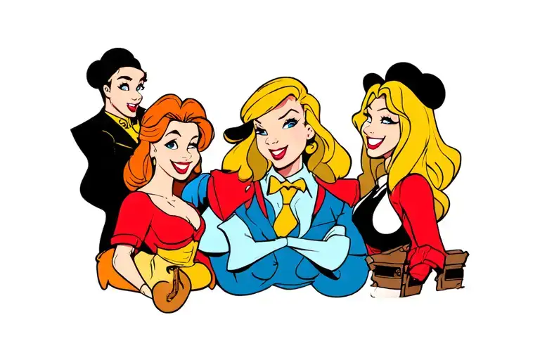 Disney Characters Integrated On A Movie Scene