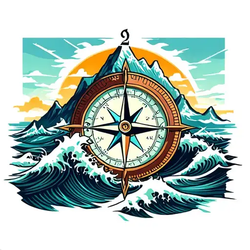 Compass Mountain And Waves