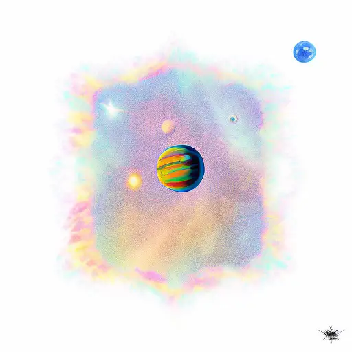 Colourful Space Tattoo With Sun And Jupiter