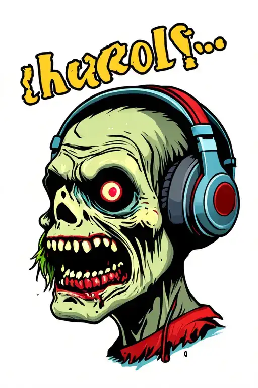 Zombie Head Wearing Headphones