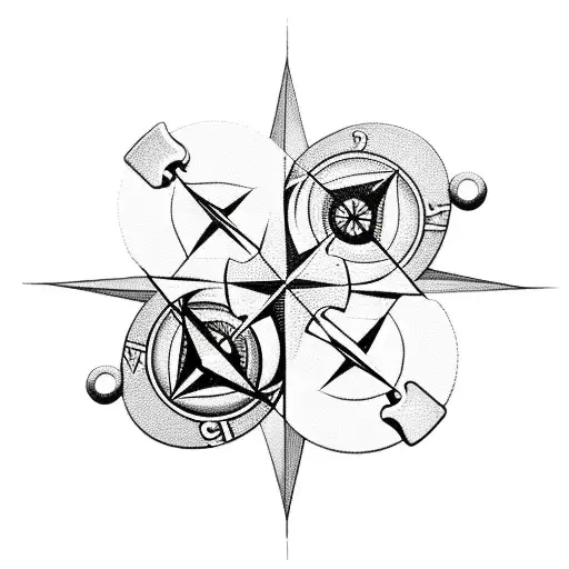 Circle With Four Connecting Puzzle Pieces Surrounding A Compass