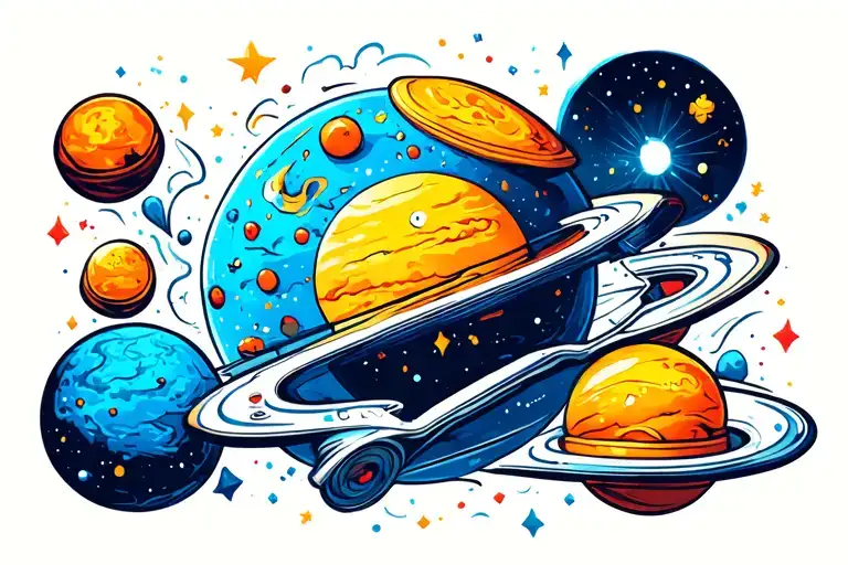 Universe And 3D Elements Incorporated Below