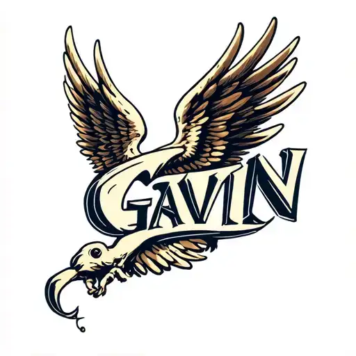 The Name Gavin Intertwined With Wings Spread Wide