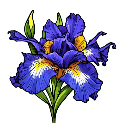 Flower Iris With Cross Intertwined And Alpha