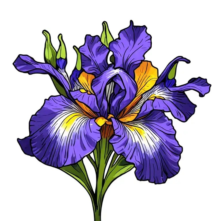 Flower Iris With Cross Intertwined And Alpha
