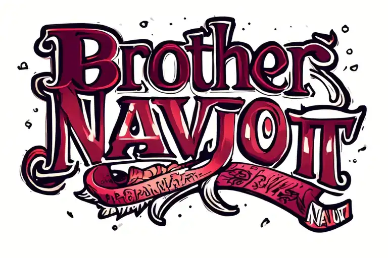 Brother Navjot Name Tattoo Featuring