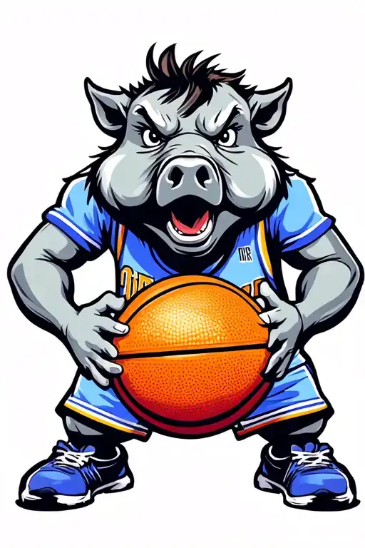 Hog Playing Basketball