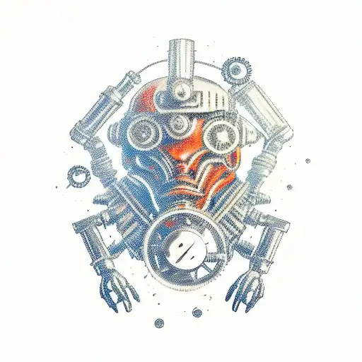 Action-packed Scene Of A Steampunk Warrior Battling Mechanical Creatures