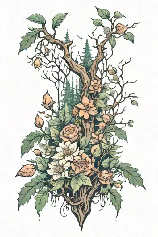 Forest With Flowers From Arm