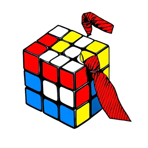 Rubix Cube With Neck Tie Around It