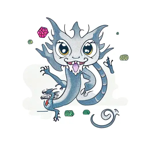 Dragon With A Tiny Cat Friends