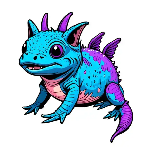 A Blue And A Purple Axolotl