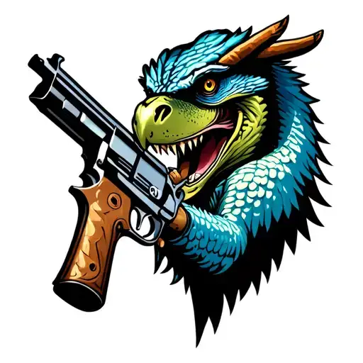 Gangster Raptor With Tommy Gun And Cigar