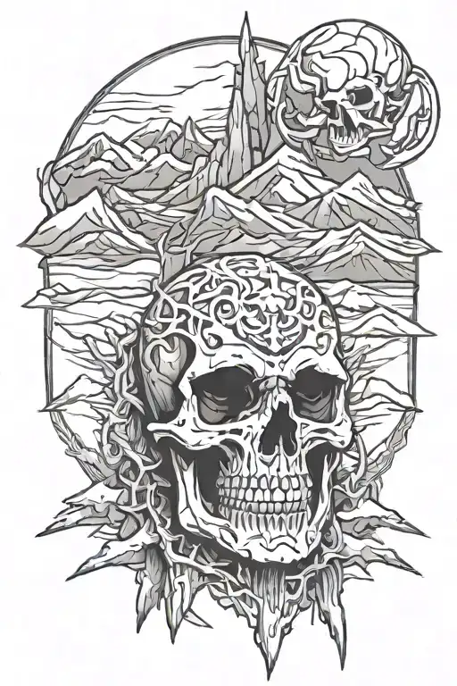 Skull Frozen Mountains Bacround