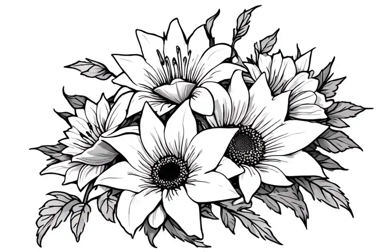 Lillies Roses Sunflower