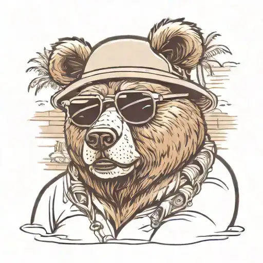 Papa Bear Chilling At The Beach With Sunglasses