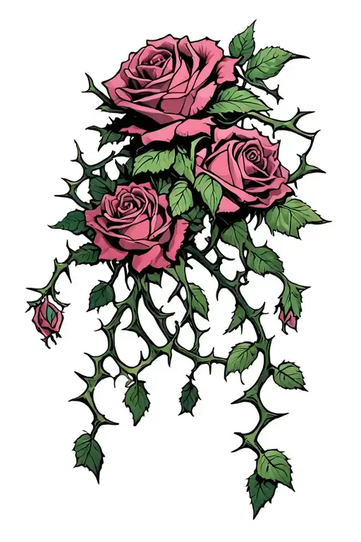 A Bracelet Made Of Thorns And Roses With Vines Hanging With Other Smaller Roses