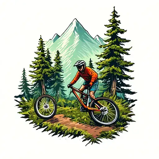 Mountainbike Forest Scene
